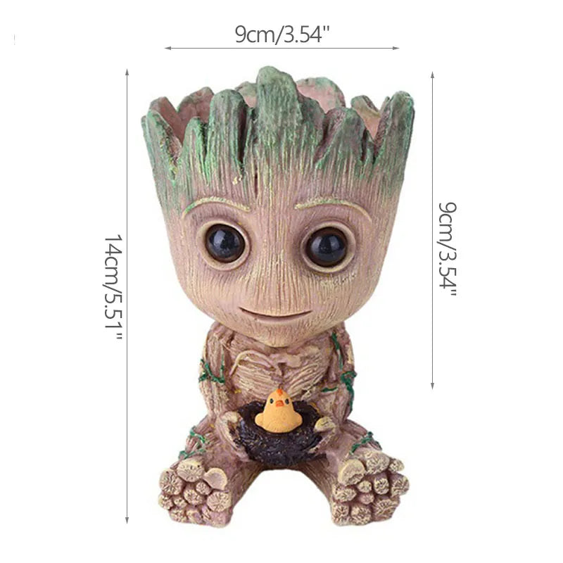 Maceta decorativa con forma de muñeco árbol infantil, ideal para plantas pequeñas, 14x9 cm