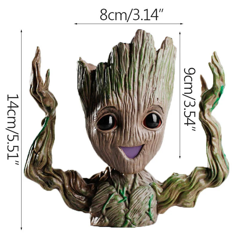 Maceta decorativa figura árbol de resina con medidas, ideal para hogar moderno