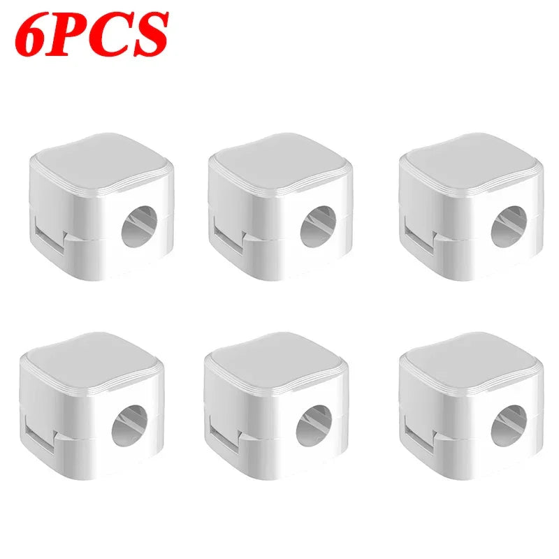 Juego de 6 clips organizadores de cables blancos para hogar moderno