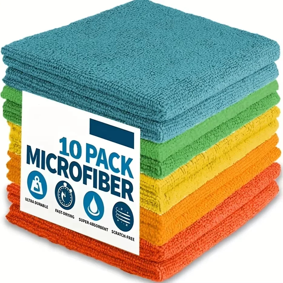 Paquete de 10 paños de microfibra multicolores para limpieza de hogar, ultra absorbentes