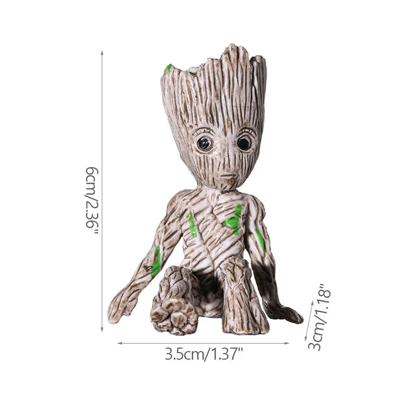 Figura decorativa de árbol con ojos grandes, medidas 6 cm de alto, ideal para hogar moderno