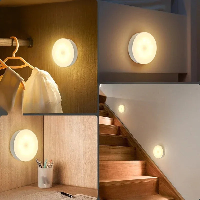 Luz LED circular de pared para pasillos, armarios, escaleras y escritorios, iluminación moderna.