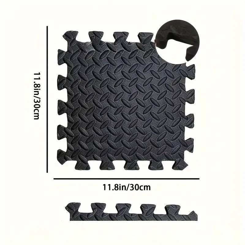 Alfombrilla de espuma tipo puzzle negra antideslizante, 30x30 cm, ideal para pisos de hogar