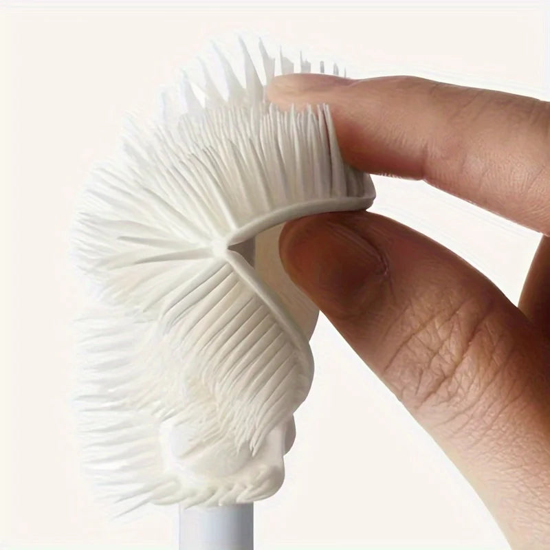Cepillo de silicona flexible para limpieza del hogar, cerdas blancas y diseño ergonómico