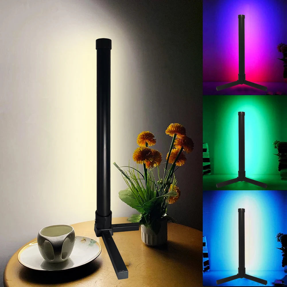 Lámpara LED de pie RGB minimalista, luz ambiental decorativa para sala o dormitorio moderno