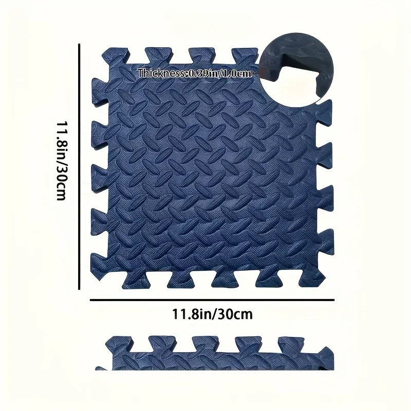 Alfombrilla de goma entrelazada azul, antideslizante, 30x30 cm, ideal para suelos de hogar.