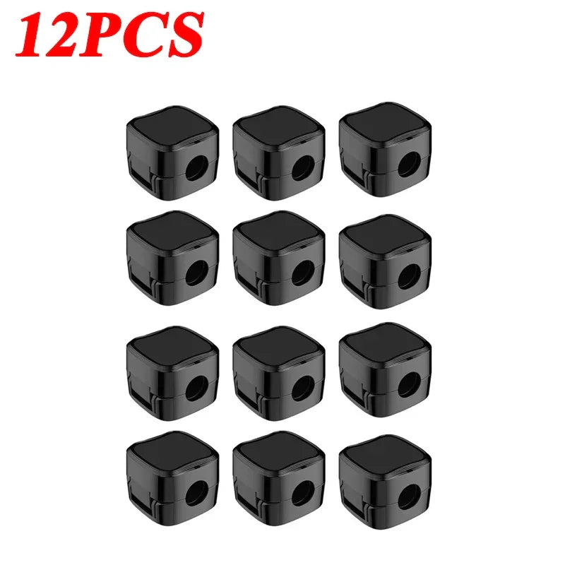 Pack de 12 clips organizadores de cables negros para hogar moderno, solución de orden