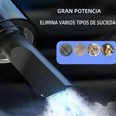 Aspiradora portátil potente limpiando suciedad, ideal para el hogar y eliminación de polvo.