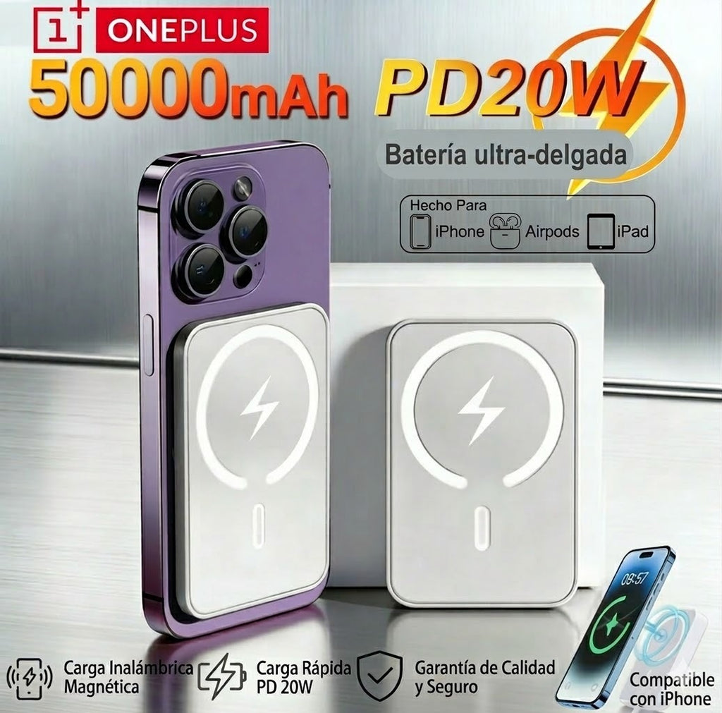Batería externa magnética ultra delgada OnePlus 50000mAh para iPhone con carga rápida 20W